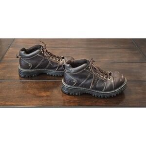 Vintage 90s Y2K Streetwear Mens 10.5 M Chunky Leather Platform Boots Shoes Brown